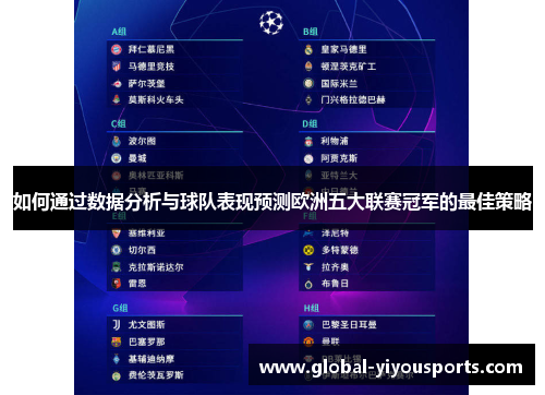 如何通过数据分析与球队表现预测欧洲五大联赛冠军的最佳策略